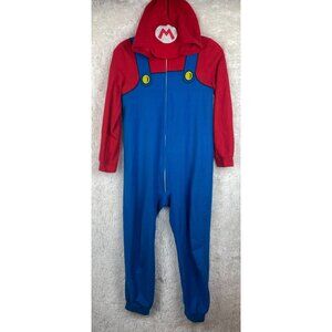 Super Mario Boys Medium 10/12 Long Sleeve Hooded Pajamas Costume Union Suit